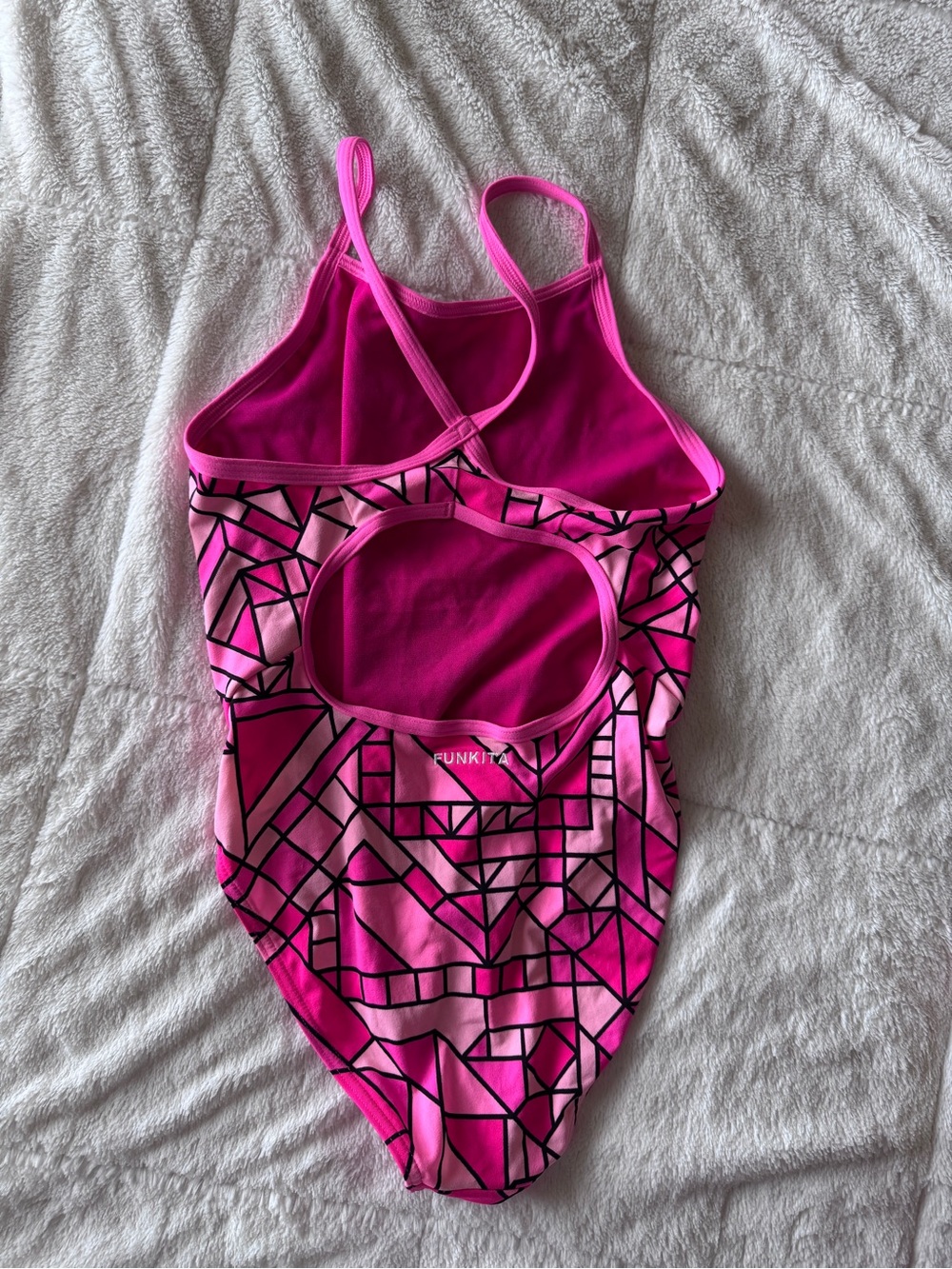 Like New FUNKITA - PINK PIECES - GIRLS DIAMOND BACK ONE PIECE Size 12 - Picture 2 of 5